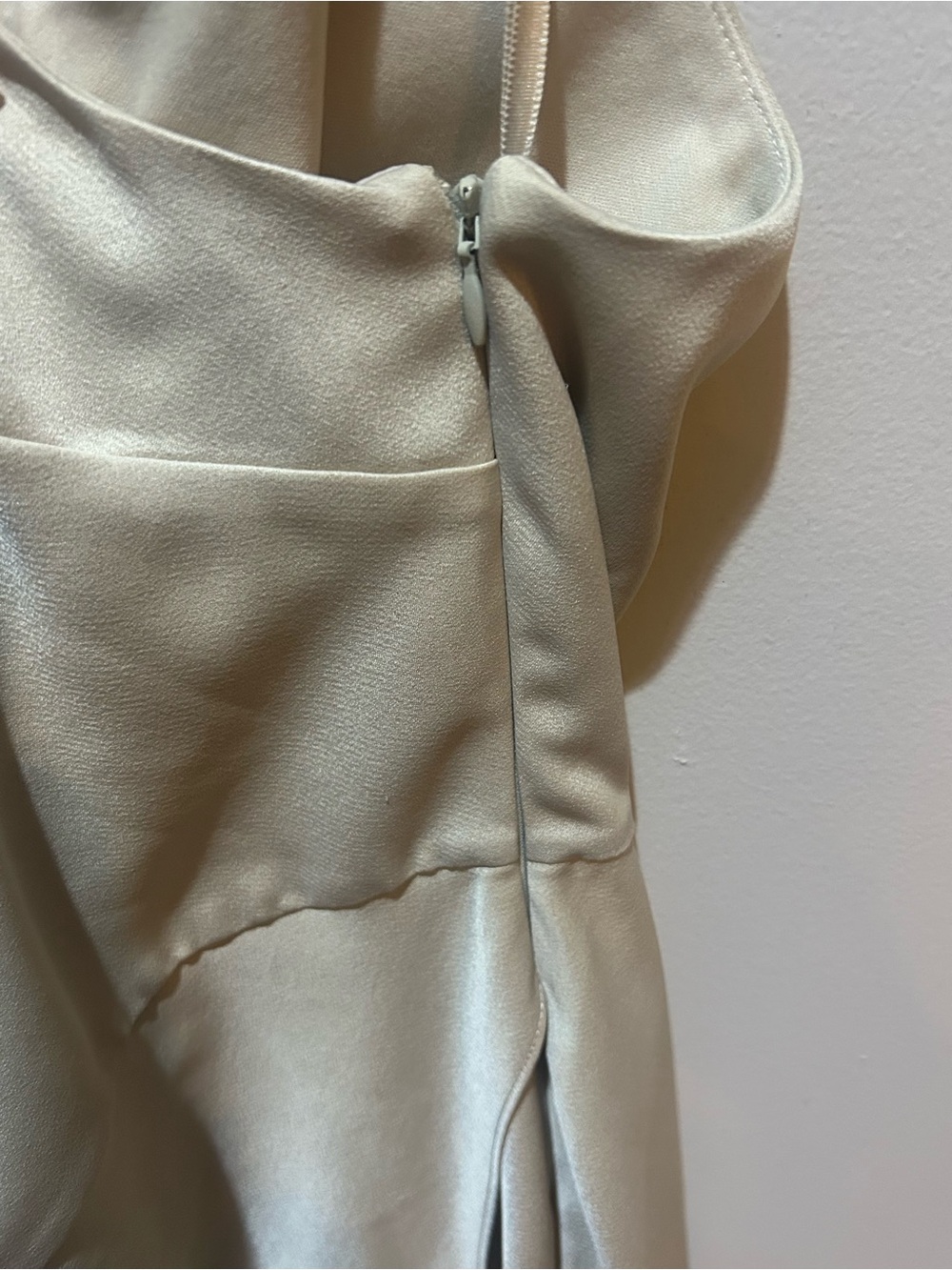 BHLDN Dylan Champagne One-Shoulder Satin Maxi Bridesmaid Dress, Sz 6 - Picture 6 of 8